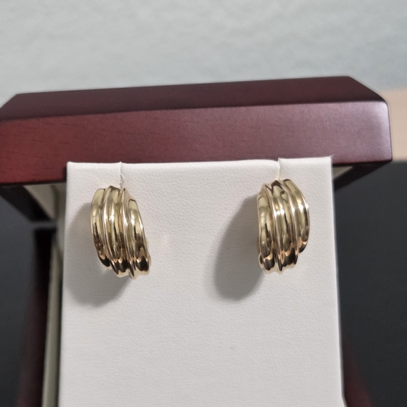 14k Yellow Gold Half Hoops Earrings